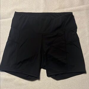 Black High-Rise Bike Shorts with Stretchy Fit